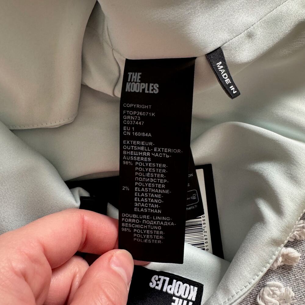 The Kooples | NWT Baby Blue Button Detail Crop Top size 1/S - Picture 10 of 11